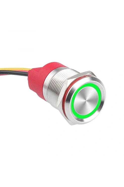 WD19T-P2-E 19mm Dokunmatik Touch Metal Buton - Yeşil