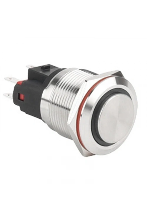 WD22E-G1-E 22mm Çıkık Yaylı Işıklı Metal Buton - Beyaz