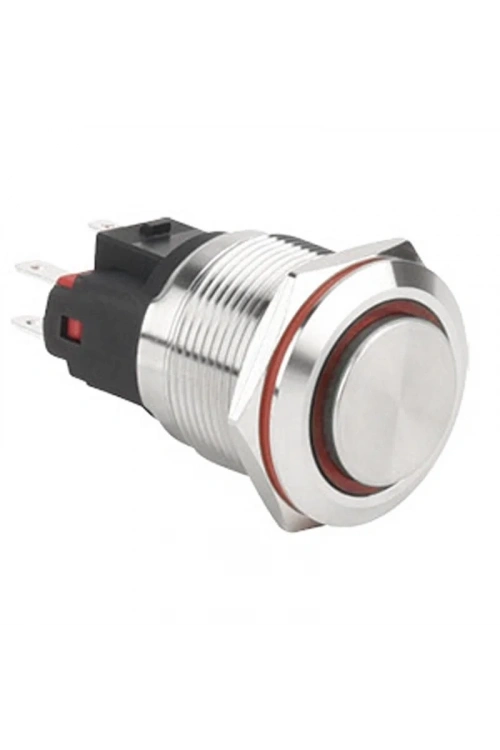 WD22E-G1Z-E 22mm Çıkık Anahtarlı Işıklı Metal Buton - Kırmızı