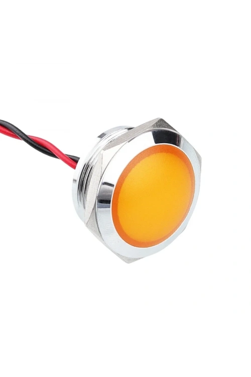 WD22L-P2 22mm 12-24V Kablolu Metal Sinyal Lambası - Sarı