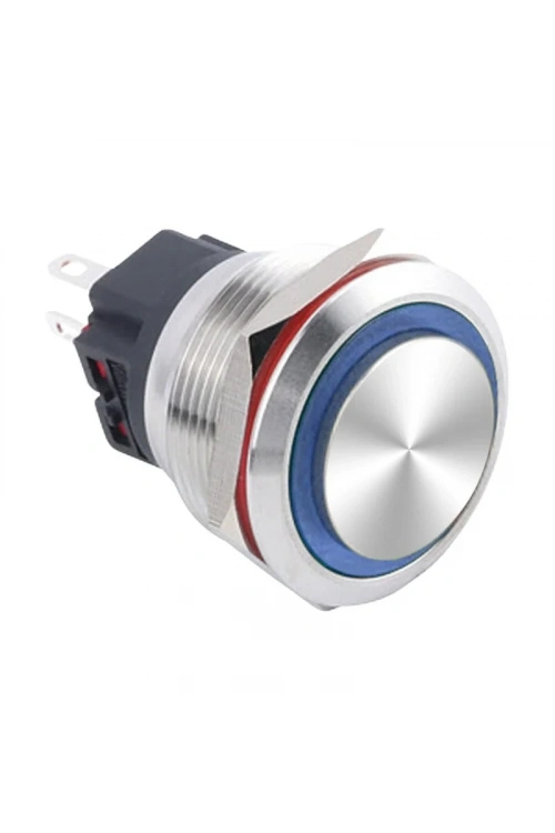 WD25B-G1Z-E 25mm Çıkık Anahtarlı Işıklı Metal Buton - Mavi