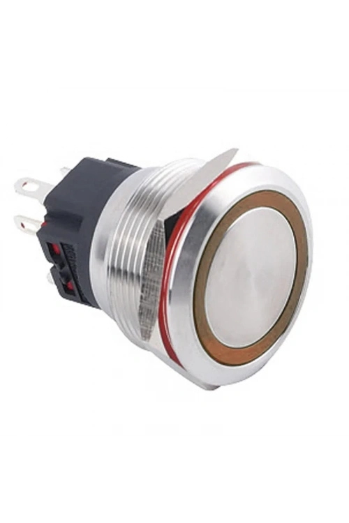 WD25B-P1-E 25mm Düz Yaylı Işıklı Metal Buton - Sarı