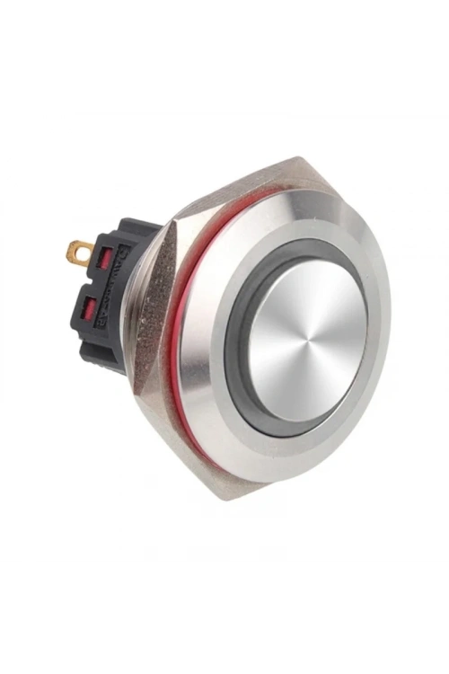 WD28B-G1-E 28mm Çıkık Yaylı Işıklı Metal Buton - Beyaz
