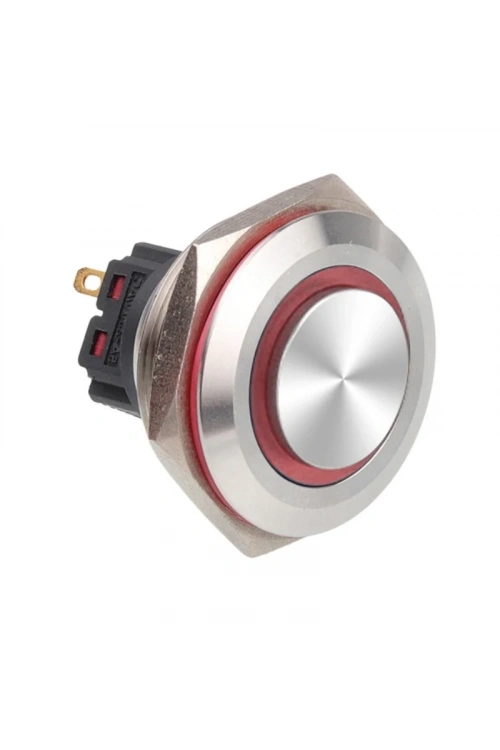 WD28B-G1Z-E 28mm Çıkık Anahtarlı Işıklı Metal Buton - Kırmızı