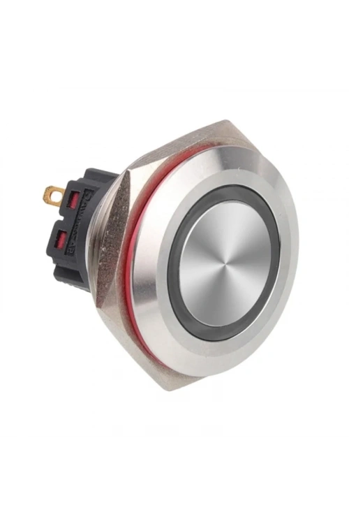 WD28B-P1-E 28mm Düz Yaylı Işıklı Metal Buton - Beyaz