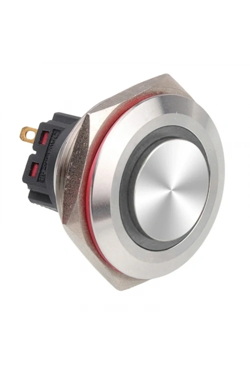 WD30B-G1-E 30mm Çıkık Yaylı Işıklı Metal Buton - Beyaz