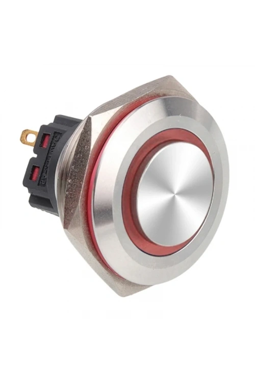 WD30B-G1Z-E 30mm Çıkık Anahtarlı Işıklı Metal Buton - Kırmızı