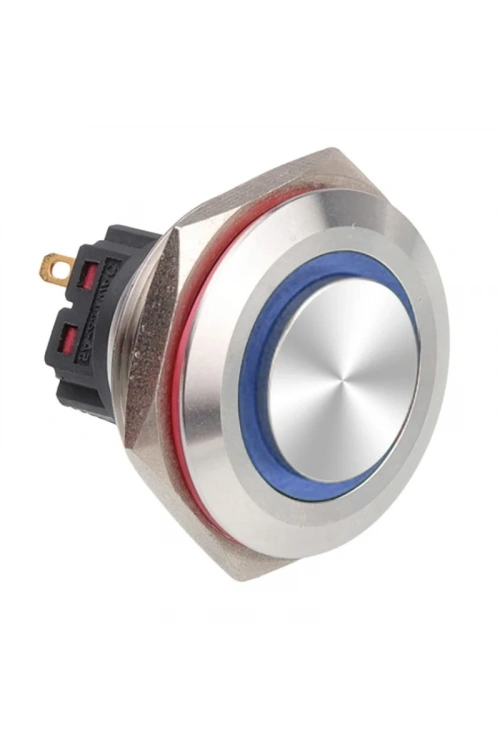 WD30B-G1Z-E 30mm Çıkık Anahtarlı Işıklı Metal Buton - Mavi