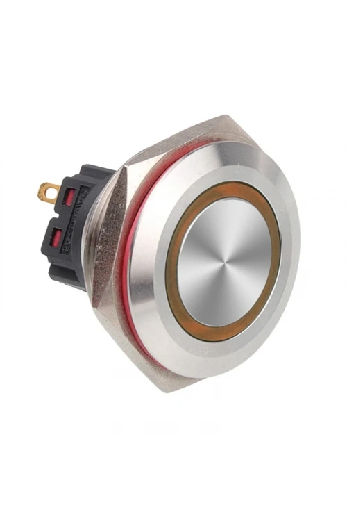 WD30B-P1-E 30mm Düz Yaylı Işıklı Metal Buton - Sarı
