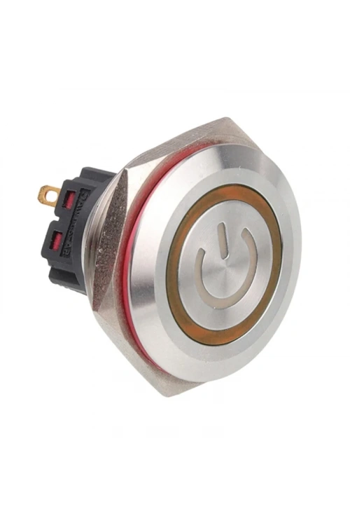 WD30B-P1-EC 30mm Düz Yaylı Işıklı Power Metal Buton - Sarı