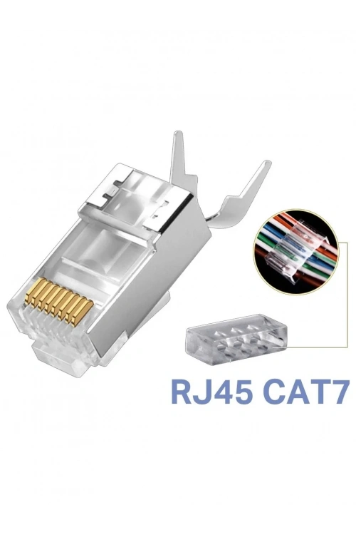 Yeni Nesil CAT7 EZ RJ45 Delikli Metal Jak Konnektör