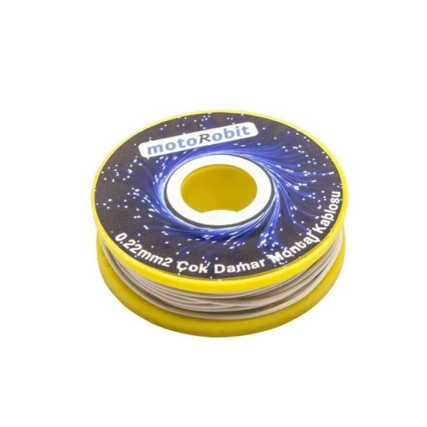 0.22 mm2 Beyaz Çok Damar Montaj Kablosu - 10 Metre