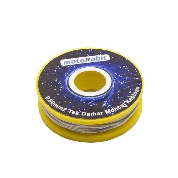 0.50 mm2 Beyaz Tek Damar Montaj Kablosu - 10 Metre