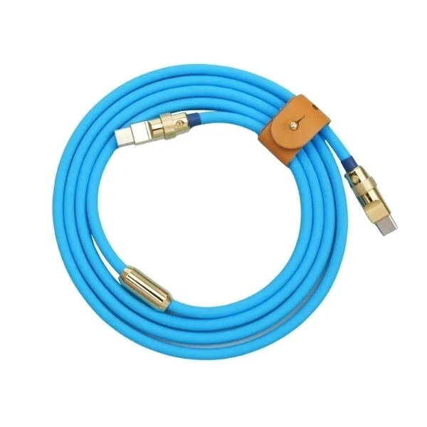 100W Mavi Type-C Silikon Hızlı Şarj Kablosu - 2 Metre