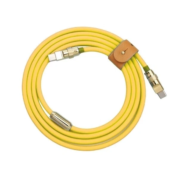 100W Sarı Type-C Silikon Hızlı Şarj Kablosu - 2 Metre