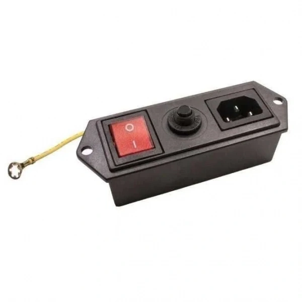 10A Akım Korumalı Kulaklı Erkek Power Soketi - Işıklı Anahtarlı