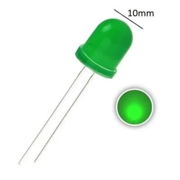 10mm Yeşil Led - 10 Adet
