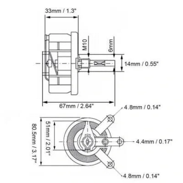 10R 100W BC1 Reosta Direnç - Potansiyometre