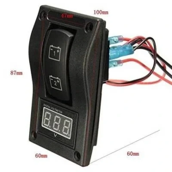 12-24V Ekranlı Çift Akü Göstergesi ON-OFF-ON Anahtar Voltmetre