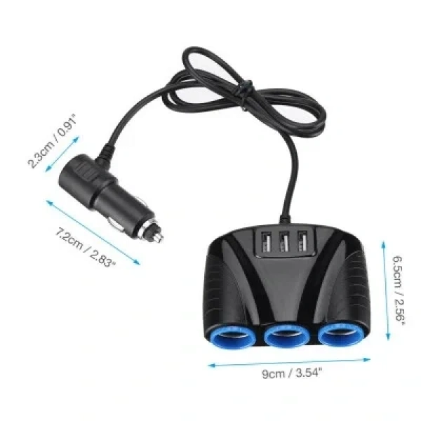 120W 10A 3lü USBli Çakmaklık Çoklayıcı