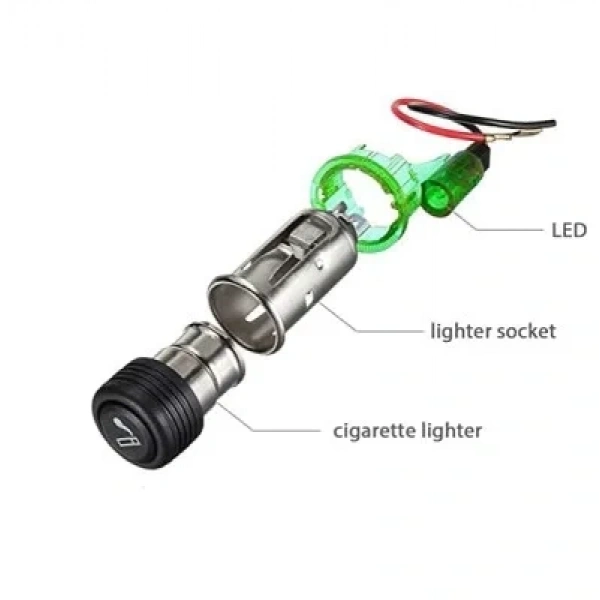 12V 120W Işıklı Oto Çakmaklık - Sarı