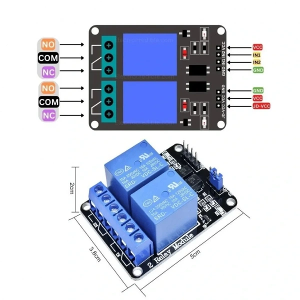 12V 2 Kanal Röle Kartı (Geliştirme Kartı Uyumlu)
