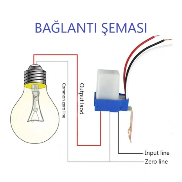 12V Fotosel Otomatik Işık Sensörü - Gece Sensörü