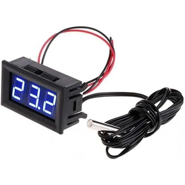 12V Termometre Su Geçirmez Sıcaklık Sensörü - Mavi