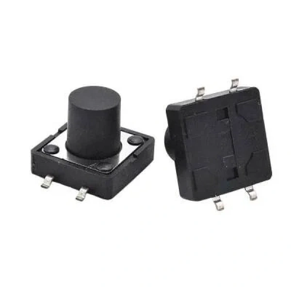 12x12x12.5mm 4 Pinli SMD Siyah Push Buton - Tact Switch