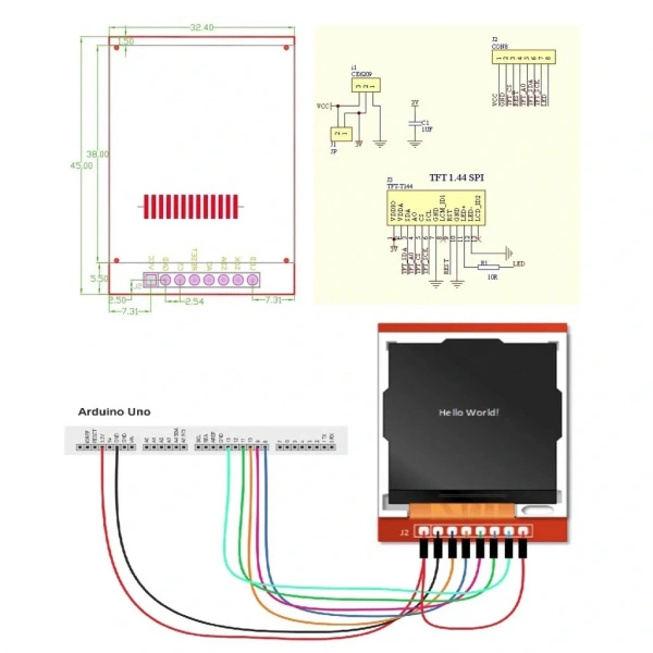 1.44 Inch Oled 128X128 SPI ST7735S Renkli TFT LCD Ekran Modülü