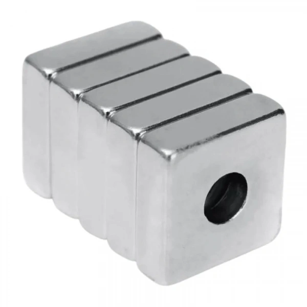 15x15x5-4mm Havşa Delikli Neodyum Güçlü Mıknatıs - Neodim Magnet