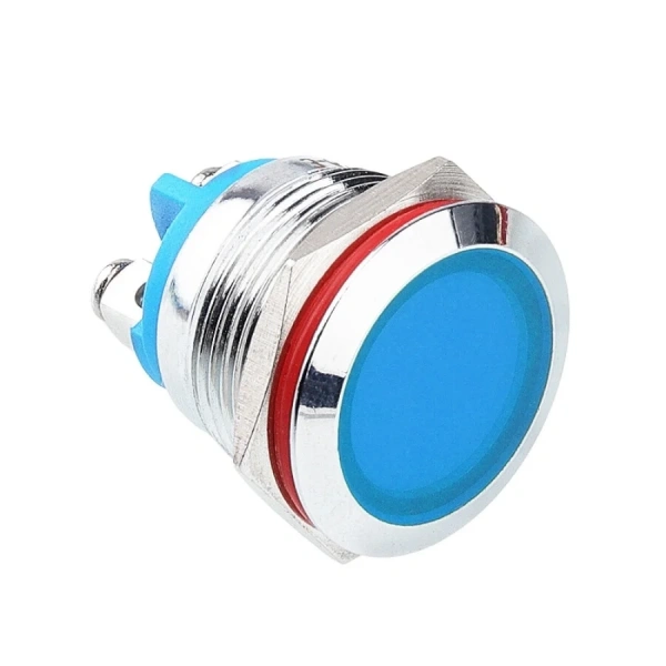 19L-P1 19mm 12-24V Metal Sinyal Lambası - Mavi