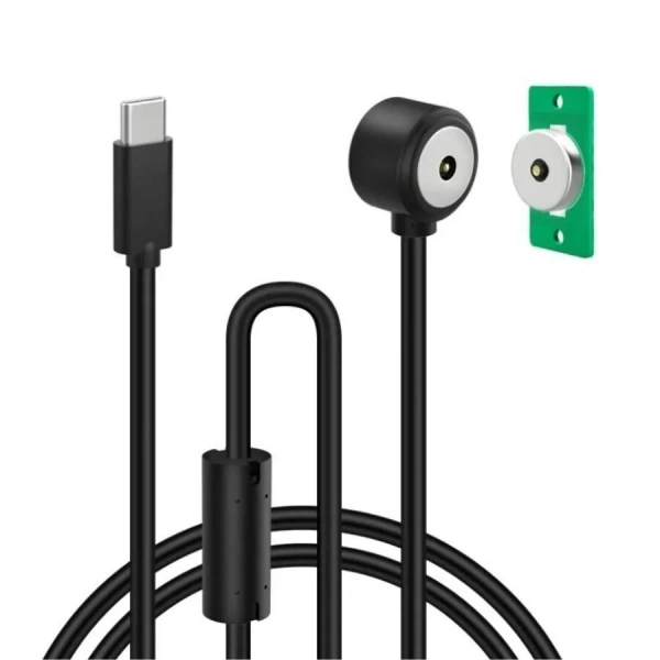 2-Pin 15mm 90C Kablolu PCBli Pogo Pin Manyetik Konnektör Takımı - Type-C Soketli