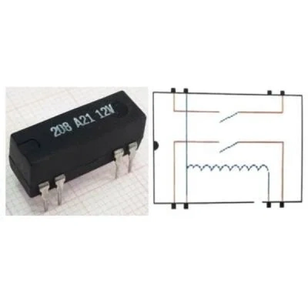 208 A21 12V Reed Röle Çift Kontak N/O 12VDC 0.5A