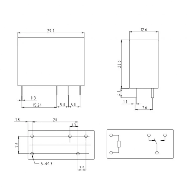 24V 10A Tek Kontak Röle - HLS-14F1L-DC24V-C