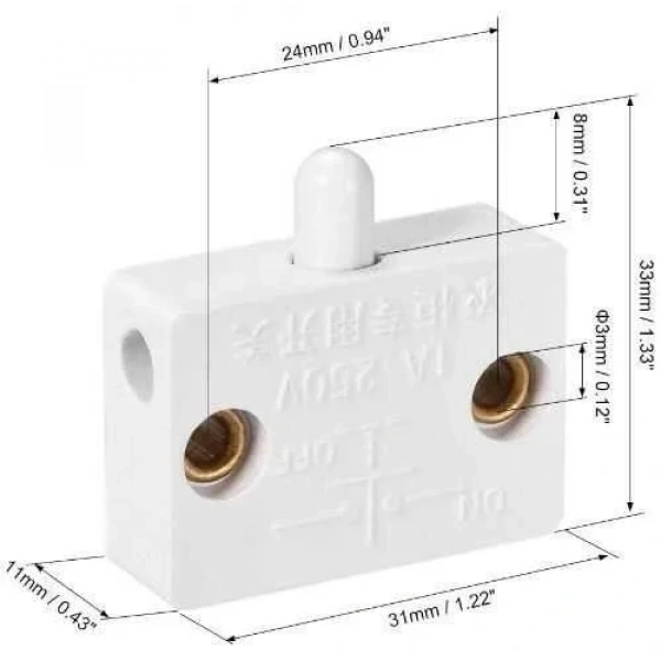 250V 1A Dolap Kapak Switch NC - Siyah