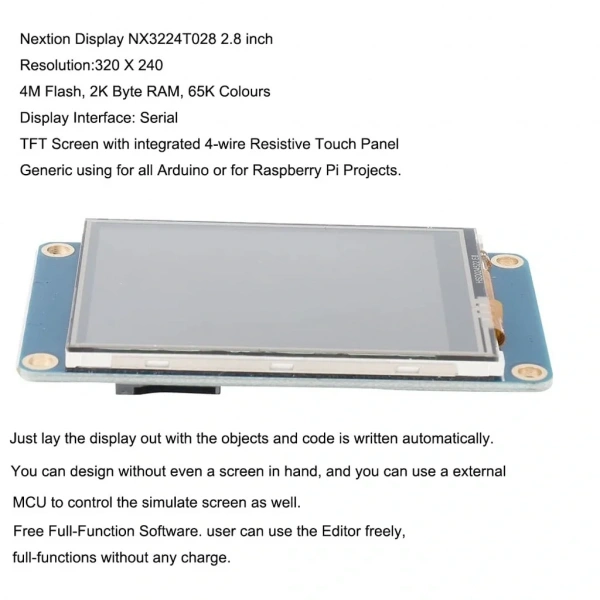2.8 Inch Nextion 4MB Dahili Hafıza NX3224T028