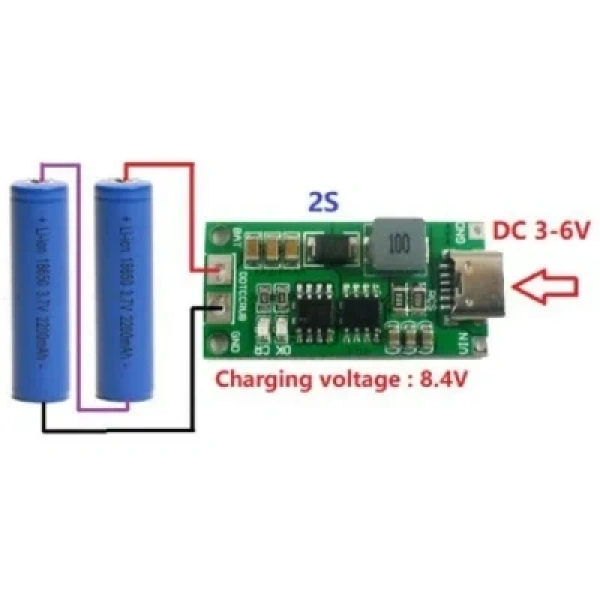 2S 8.4V 1A Li-ion & Lipo Pil Şarj Devresi