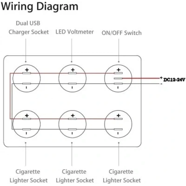 3lü Dişi Çakmaklık Soketi 2x5V USB Voltaj Göstergeli ve Mavi Nokta Işıklı Anahtar Switch Panel