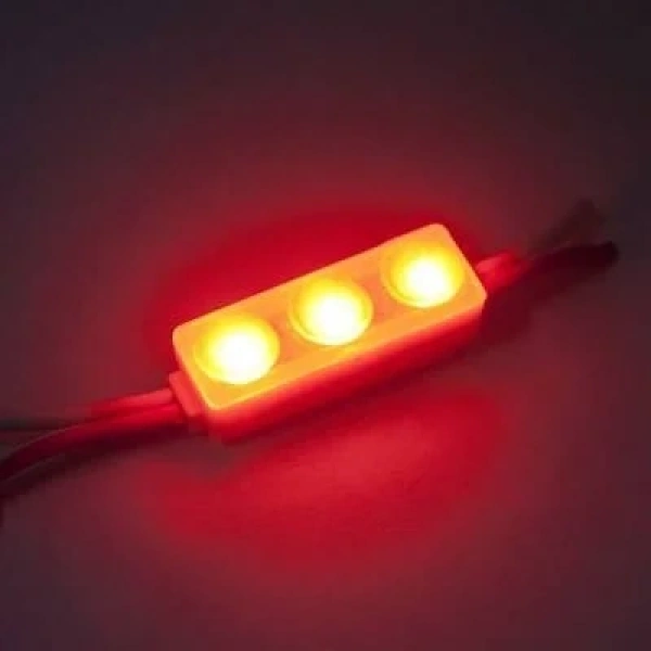 3lü Mercekli Mini Modül Led - Kırmızı 12V 0.5W