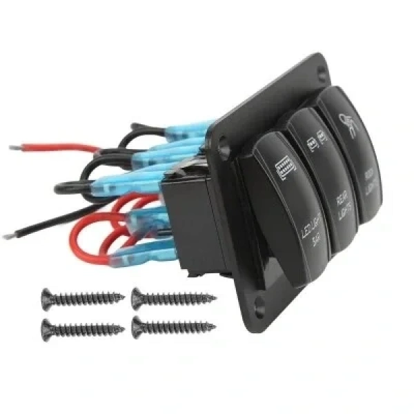3lü ON-OFF Işıklı Anahtar Switch Panel 12V-24V- Mavi