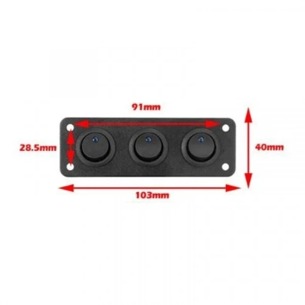 3lü ON-OFF Mavi Nokta Işıklı Anahtar Switch Panel 12V-24V