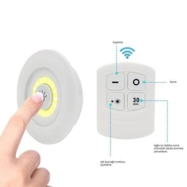 3lü Uzaktan Kumandalı Kablosuz LED Spot Lamba