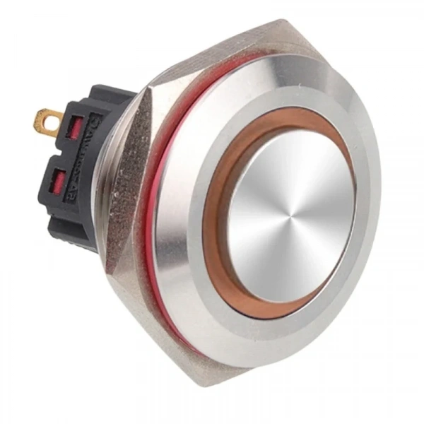 30B-G1-E 30mm Çıkık Yaylı Işıklı Metal Buton - Sarı