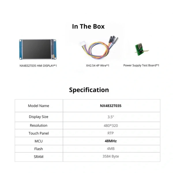 3.5 Inch Nextion 16MB Dahili Hafıza NX4832T035