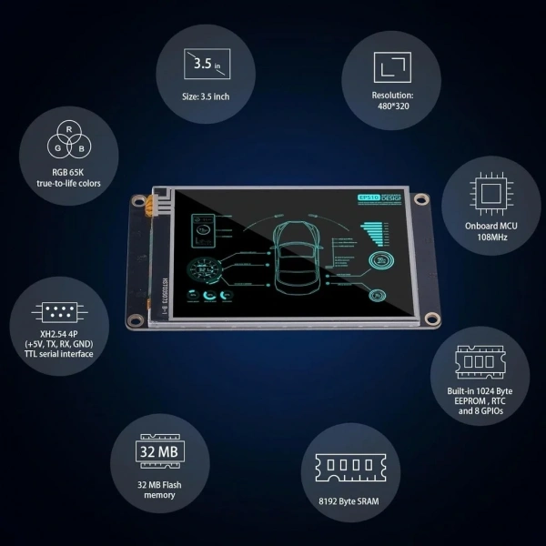 3.5 Inch Nextion 32MB Dahili Hafıza NX4832K035