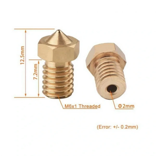 3D Yazıcı-Printer M6 1.75mm / 0.4mm V5-V6 Pirinç Nozzle