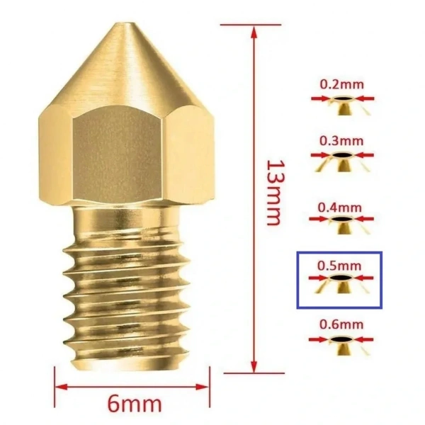 3D Yazıcı-Printer MK8 0.5mm Pirinç Nozzle