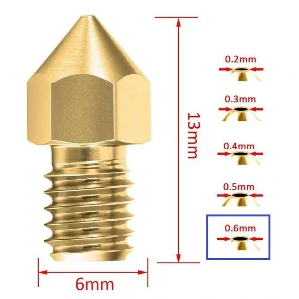 3D Yazıcı-Printer MK8 0.6mm Pirinç Nozzle