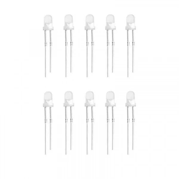 3mm Beyaz Led Paketi Kısa Bacak - 10 Adet